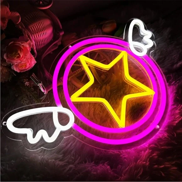 Neon Sailor Moon Symbol Star Angel Kawaii Cartoon 90s Nostalgic Light LED Decor - Picture 2 of 6